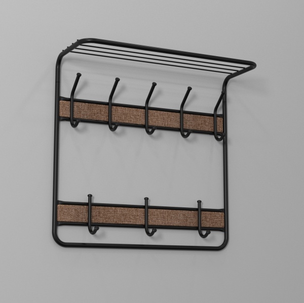 Вешалка с полкой "Уют 22" (со вставкой ткани) 60 см, цвет черный Вешалка с полкой "Уют 22" (со вставкой ткани) 60 см, цвет черный