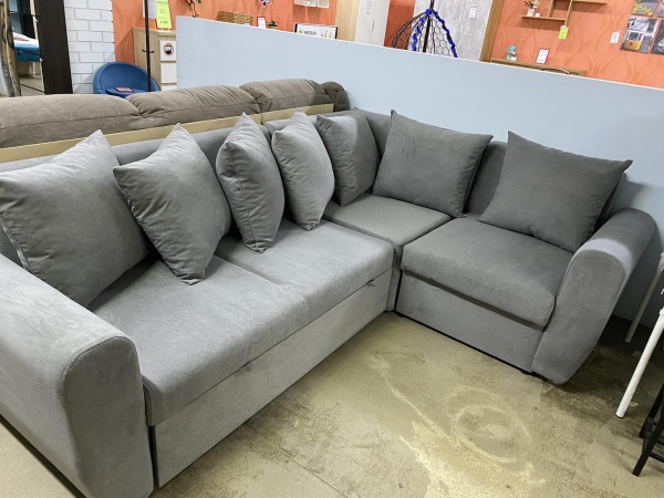 "Амели" Угловой диван пружина змейка/велюр RS  (2600*1850) "Амели" Угловой диван пружина змейка/велюр RS  (2600*1850)