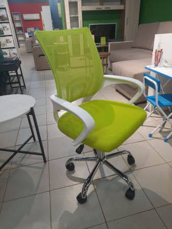 Кресло офисное BN-7166, пластик белый/зеленый, хром МФ "Цвет мебели" Кресло офисное BN-7166, пластик белый/зеленый, хром МФ "Цвет мебели"