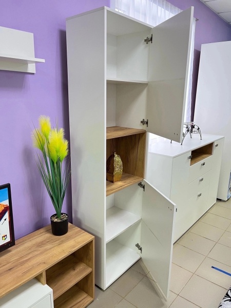 Шкаф комбинированный "Адель"(550*366*2000) белый/дуб крафт золотой Шкаф комбинированный "Адель"(550*366*2000) белый/дуб крафт золотой