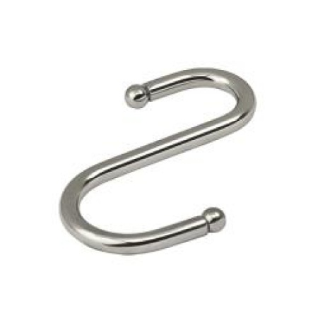 Крючок для рейлинга  S-образ. шар. одинарный хром (1 шт) Крючок для рейлинга  S-образ. шар. одинарный хром (1 шт)