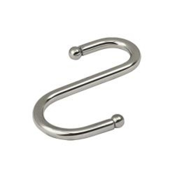 Крючок для рейлинга  S-образ. шар. одинарный хром (1 шт) Крючок для рейлинга  S-образ. шар. одинарный хром (1 шт)