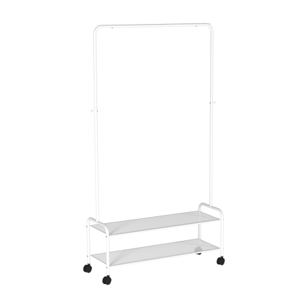 Вешалка гардеробная "Валенсия 32М" с двумя полками, на колесах, цвет белый Вешалка гардеробная "Валенсия 32М" с двумя полками, на колесах, цвет белый