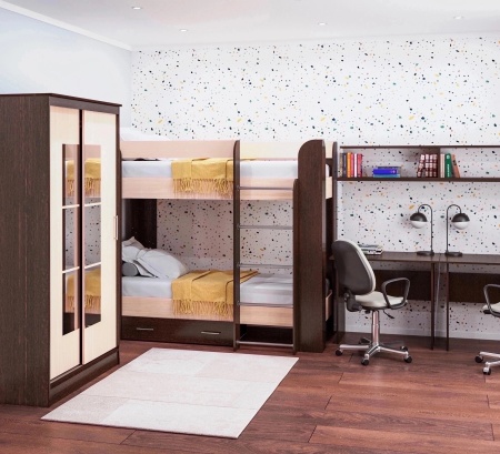 Кровать 2-х ярусная с ящиком "Мишка" Кровать 2-х ярусная с ящиком "Мишка"