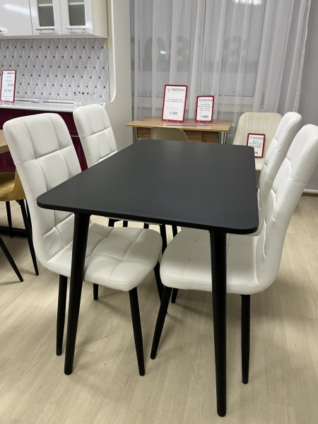 Стол обеденный ЛОФТ 1200*700 МДФ черный/черный ИП Салеева Стол обеденный ЛОФТ 1200*700 МДФ черный/черный ИП Салеева