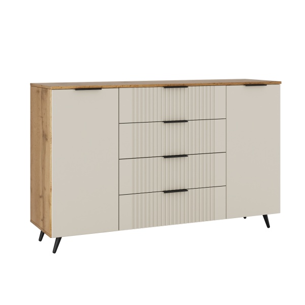 "Грейс" комод 2 дв. 4 ящика  дуб вотан/бежевый софт тач "Грейс" комод 2 дв. 4 ящика  дуб вотан/бежевый софт тач