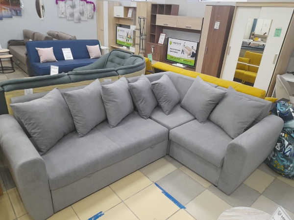 "Амели" Угловой диван пружина змейка/велюр RS  (2600*1850) "Амели" Угловой диван пружина змейка/велюр RS  (2600*1850)