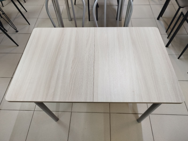 Стол "Орфей" Эконом  раздвижной ЛДСП ясень шимо светлый/ноги металл серый (940/1250*585*750) Стол "Орфей" Эконом  раздвижной ЛДСП ясень шимо светлый/ноги металл серый (940/1250*585*750)