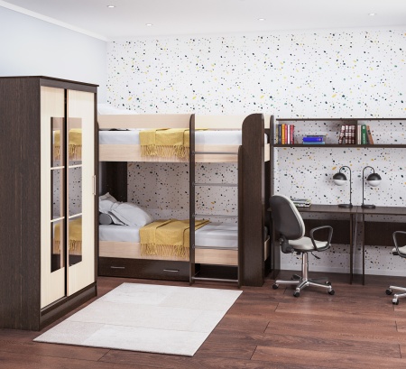 Кровать 2-х ярусная без ящика "МИШКА" (1964*998*1740)  Кровать 2-х ярусная без ящика "МИШКА" (1964*998*1740)